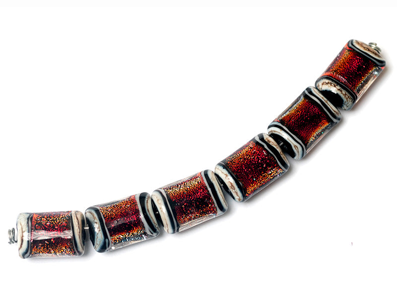 10903003 - Six Hot Lava Dichroic Mini Kalera Beads