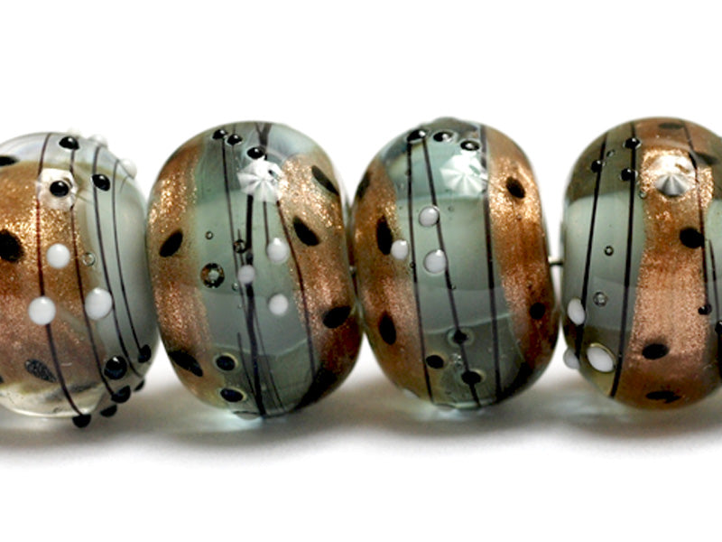 10903221 - Six Smokey Bronze Rondelle Beads