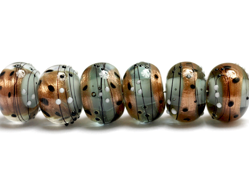 10903221 - Six Smokey Bronze Rondelle Beads