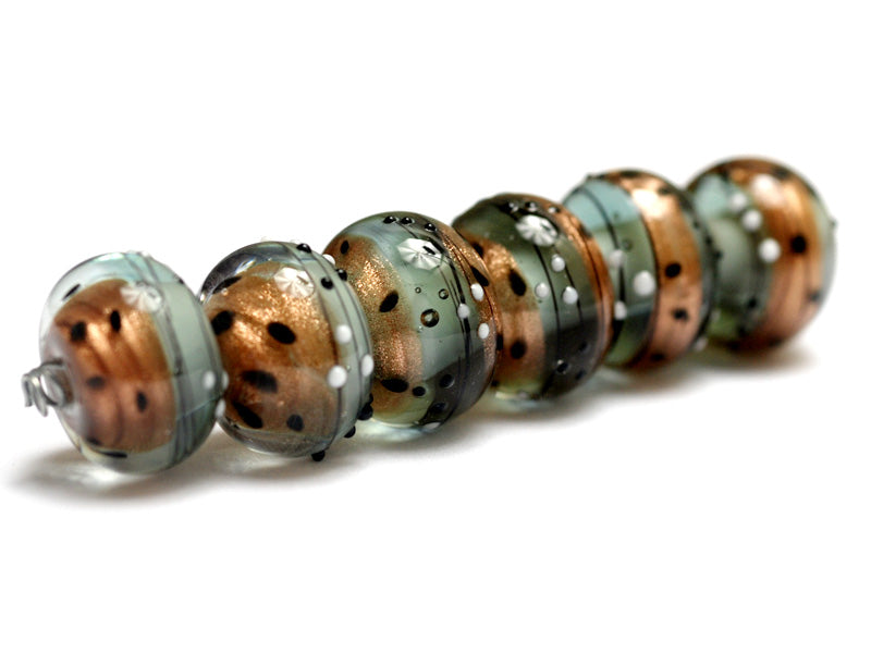 10903221 - Six Smokey Bronze Rondelle Beads