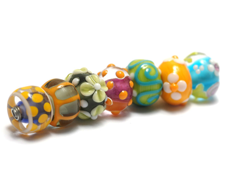 11001001 - Seven Colorful Rondelle Beads