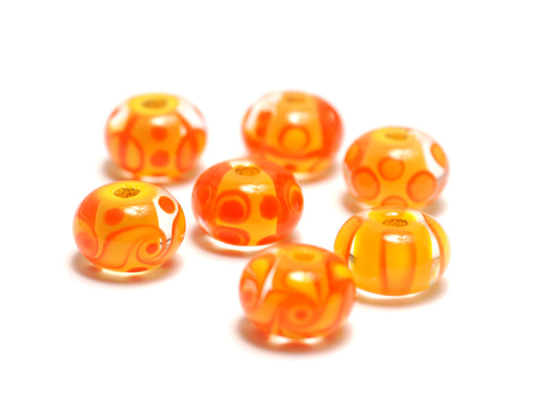 11003501 - Seven Orange & Yellow Rondelle Beads