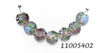 11005402 - Seven Light Pink w/Blue Floral Lentil Beads