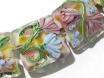 11005404 - Seven Light Pink w/Blue Floral Pillow Beads