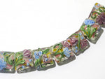 11005404 - Seven Light Pink w/Blue Floral Pillow Beads