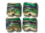 11005514 - Four Green/Ivory Pillow Beads