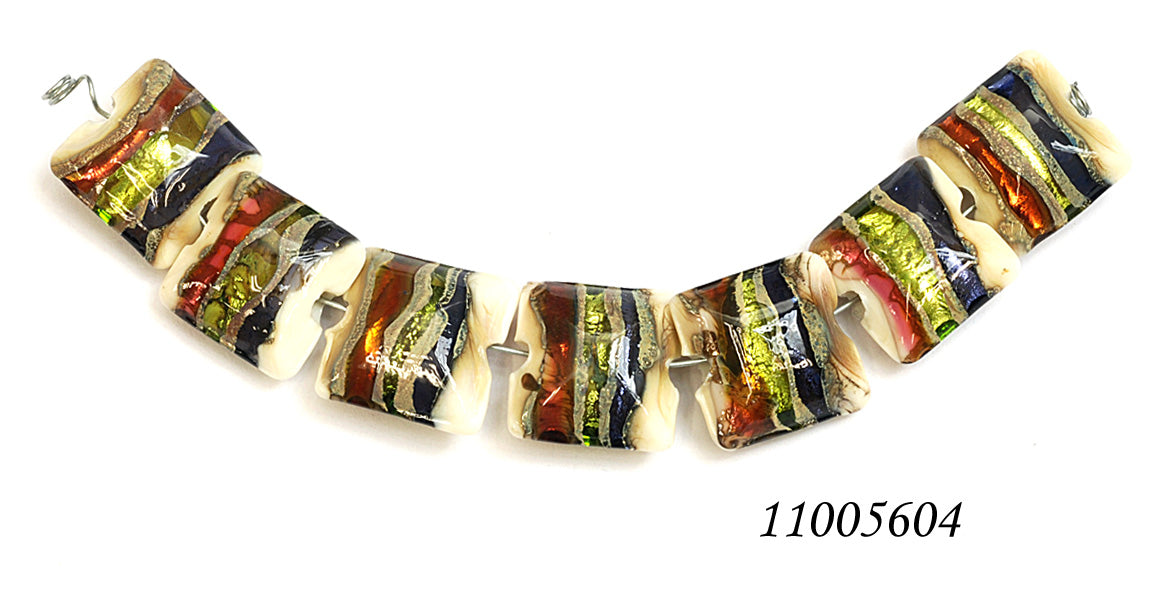 11005604 - Seven Multi-colored & Ivory Pillow Beads