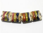 11005614 - Four Multi-colored & Ivory Pillow Beads