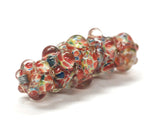 11005711 - Five Graduated OrangeRed & Green Rondelle Beads