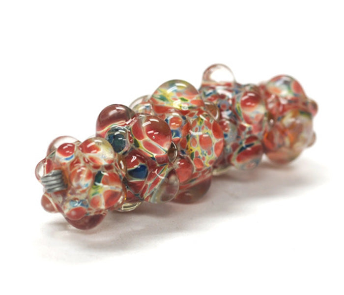 11005711 - Five Graduated OrangeRed & Green Rondelle Beads