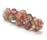 11005711 - Five Graduated OrangeRed & Green Rondelle Beads