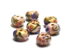 11005801- Seven Purple w/Orange Flora Rondelle Beads