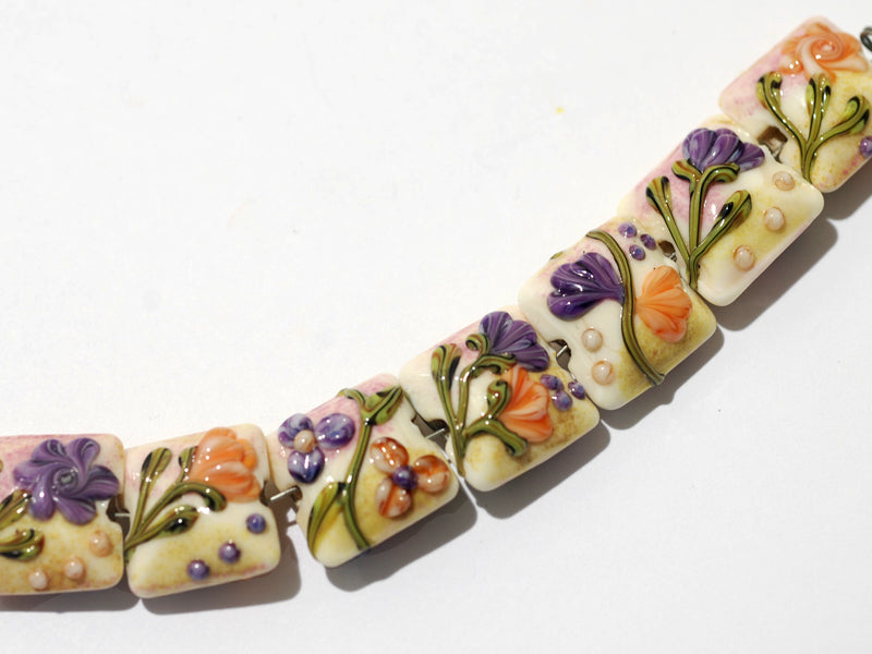 11005804 - Seven Purple w/Orange Flora Pillow Beads