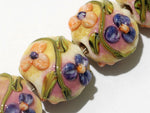 11005812 - Four Purple w/Orange Flora Lentil Beads