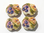 11005812 - Four Purple w/Orange Flora Lentil Beads