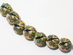 11005902 - Seven Green Dragonfly Lentil Beads
