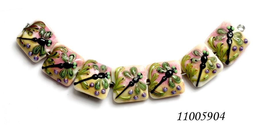 11005904 - Seven Green Dragonfly Pillow Beads