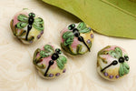 11005912 - Four Green Dragonfly Lentil Beads