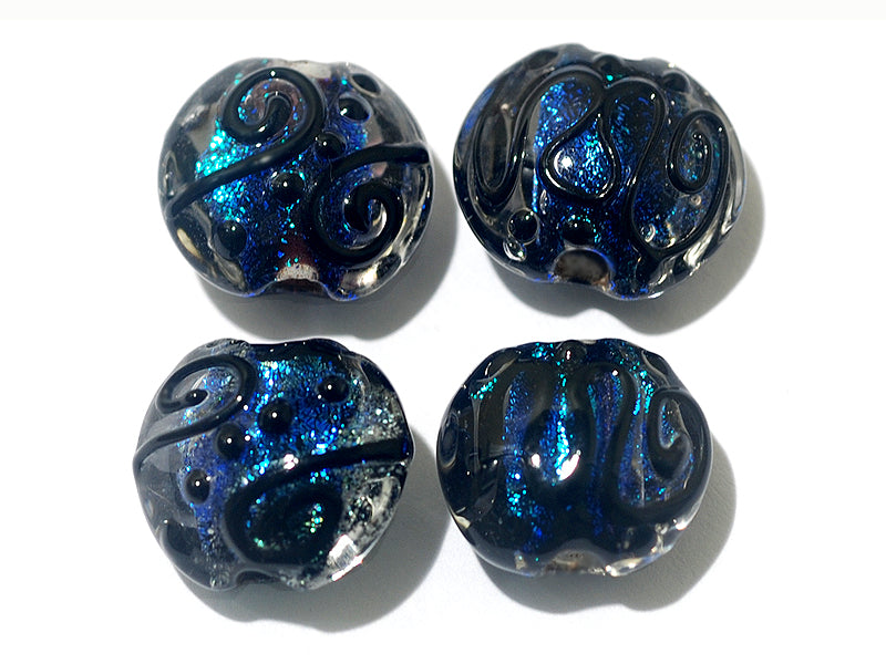 11006312 - Four Cerulean Lentil Beads