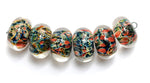 11006621 - Six Multi-color w/Blue & Orange Rondelle Beads