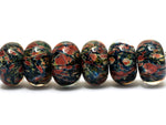 11006621 - Six Multi-color w/Blue & Orange Rondelle Beads