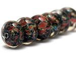 11006621 - Six Multi-color w/Blue & Orange Rondelle Beads