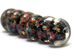 11006621 - Six Multi-color w/Blue & Orange Rondelle Beads