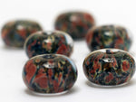 11006621 - Six Multi-color w/Blue & Orange Rondelle Beads