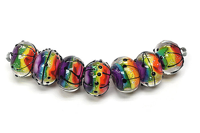 11008201 - Seven Rainbow Balloons Rondelle Beads