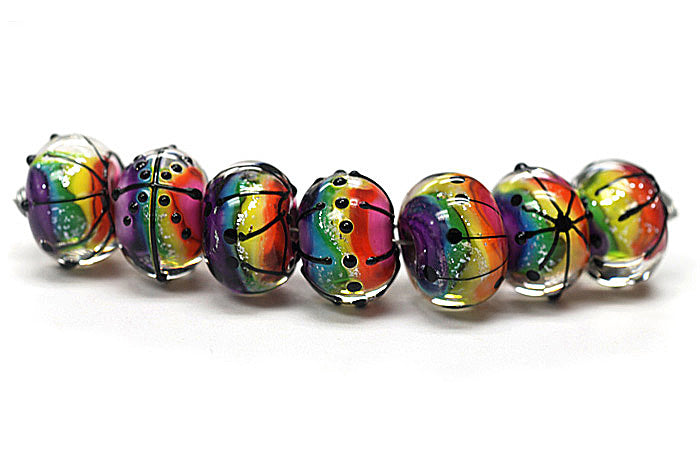11008201 - Seven Rainbow Balloons Rondelle Beads