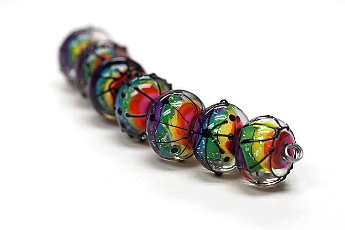 11008201 - Seven Rainbow Balloons Rondelle Beads
