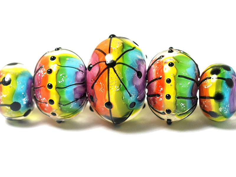 11008211 - Five Rainbow Balloons Graduated Rondelle Beads