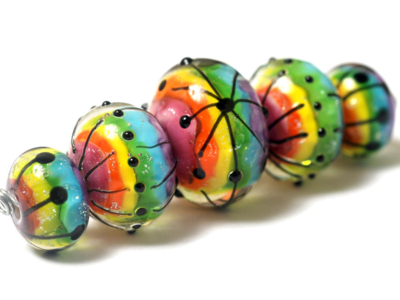 11008211 - Five Rainbow Balloons Graduated Rondelle Beads