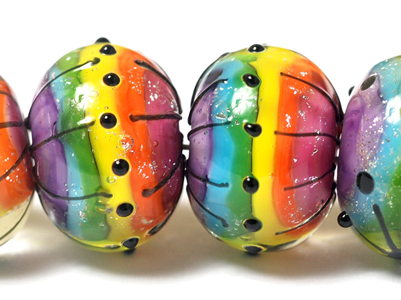 11008221 - Six Rainbow Balloons Rondelle Beads