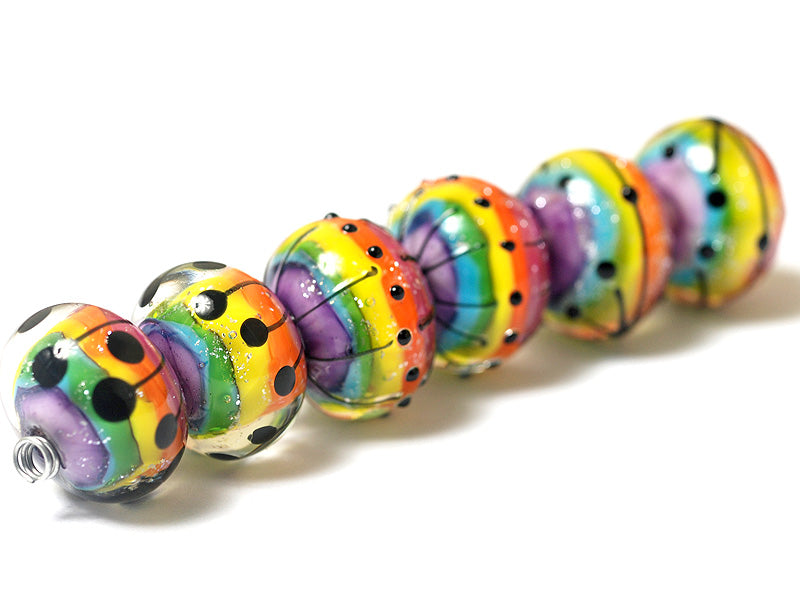 11008221 - Six Rainbow Balloons Rondelle Beads