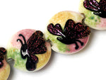 11008412 - Four Pink Sparkle Garden Butterfly Lentil Beads