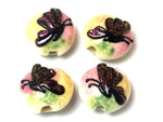 11008412 - Four Pink Sparkle Garden Butterfly Lentil Beads