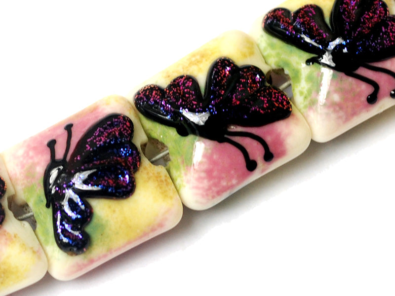 11008414 - Four Pink Sparkle Garden Butterfly Pillow Beads