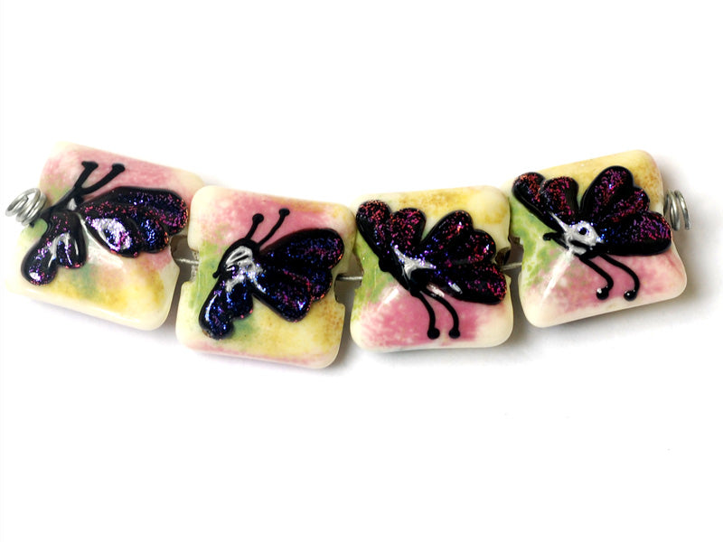 11008414 - Four Pink Sparkle Garden Butterfly Pillow Beads