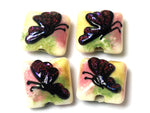 11008414 - Four Pink Sparkle Garden Butterfly Pillow Beads