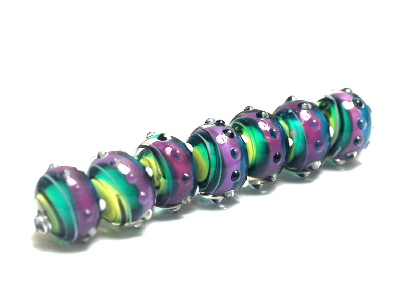11008701 - Seven Begonia Stripes Rondelle Beads