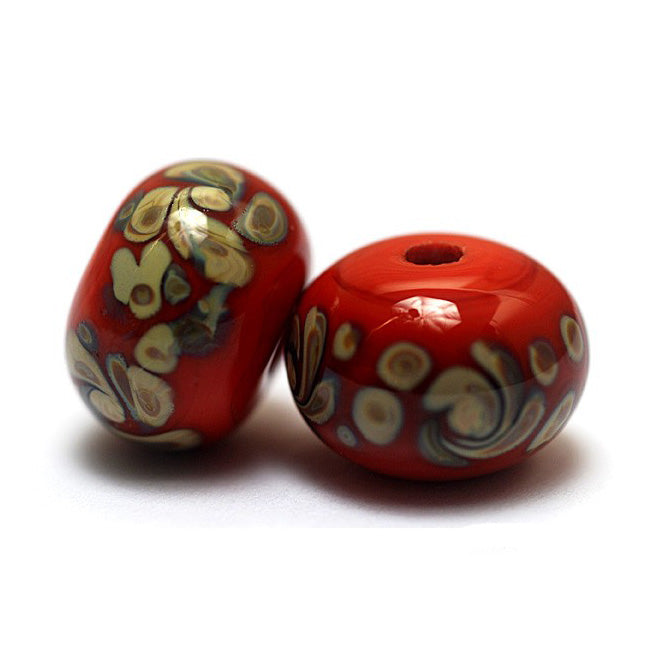 11102701 - Seven Coral w/Beige Rondelle Beads