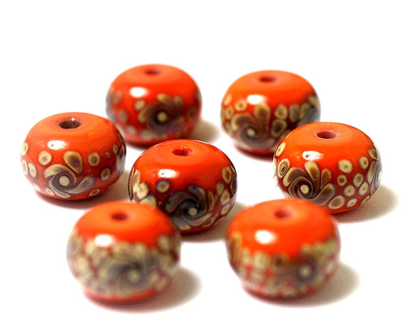 11102701 - Seven Coral w/Beige Rondelle Beads