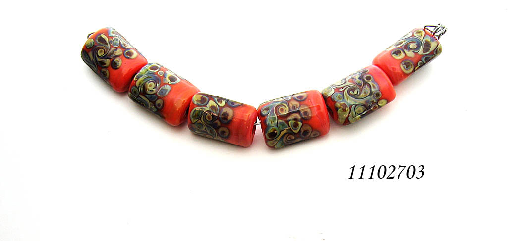 11102703 - Six Coral w/Beige Mini Kalera Beads