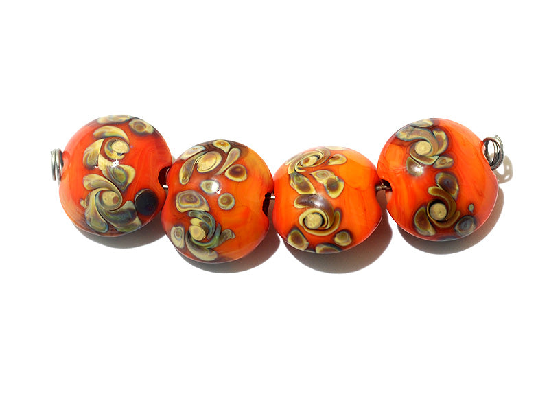 11102712 - Four Coral w/Beige Lentil Beads