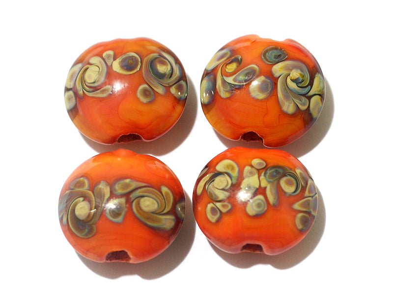 11102712 - Four Coral w/Beige Lentil Beads
