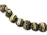 11105002 - Seven Black/Ivory & Beige Lentil Beads