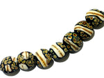 11105002 - Seven Black/Ivory & Beige Lentil Beads