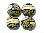 11105012 - Four Black/Ivory & Beige Lentil Beads