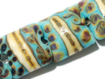 11105104 - Seven Turquoise/Ivory & Beige Pillow Beads